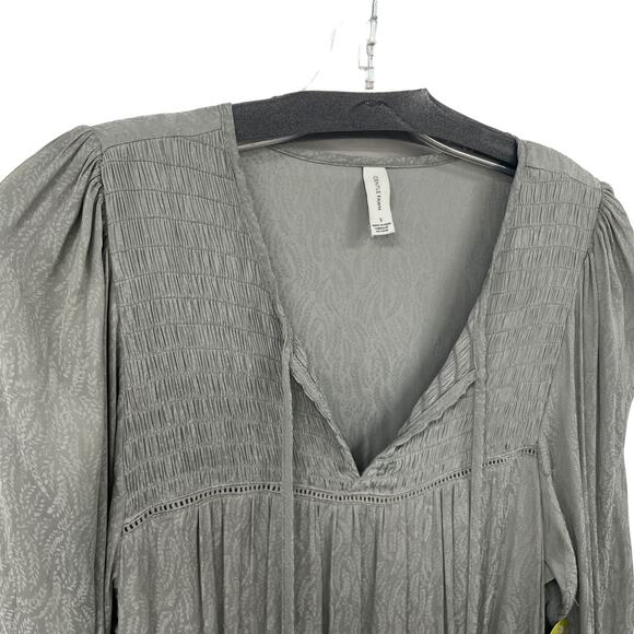 NWT Gentle Fawn Tiered Ruffle Tie Neck Aloe Green Foliage Print Maxi Dress Small - Picture 4 of 8